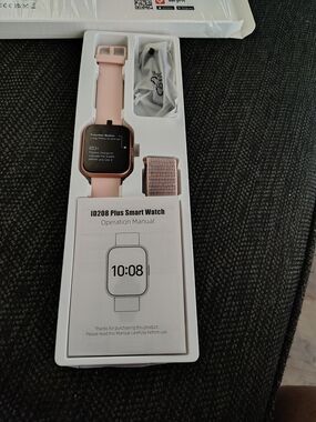 ID208 Plus Smart Watch – Pink Silicone with Woven Pink Band
